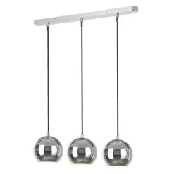 Roccheta Chrome Effect 3 Lamp Pendant Ceiling Light, (Dia)140mm