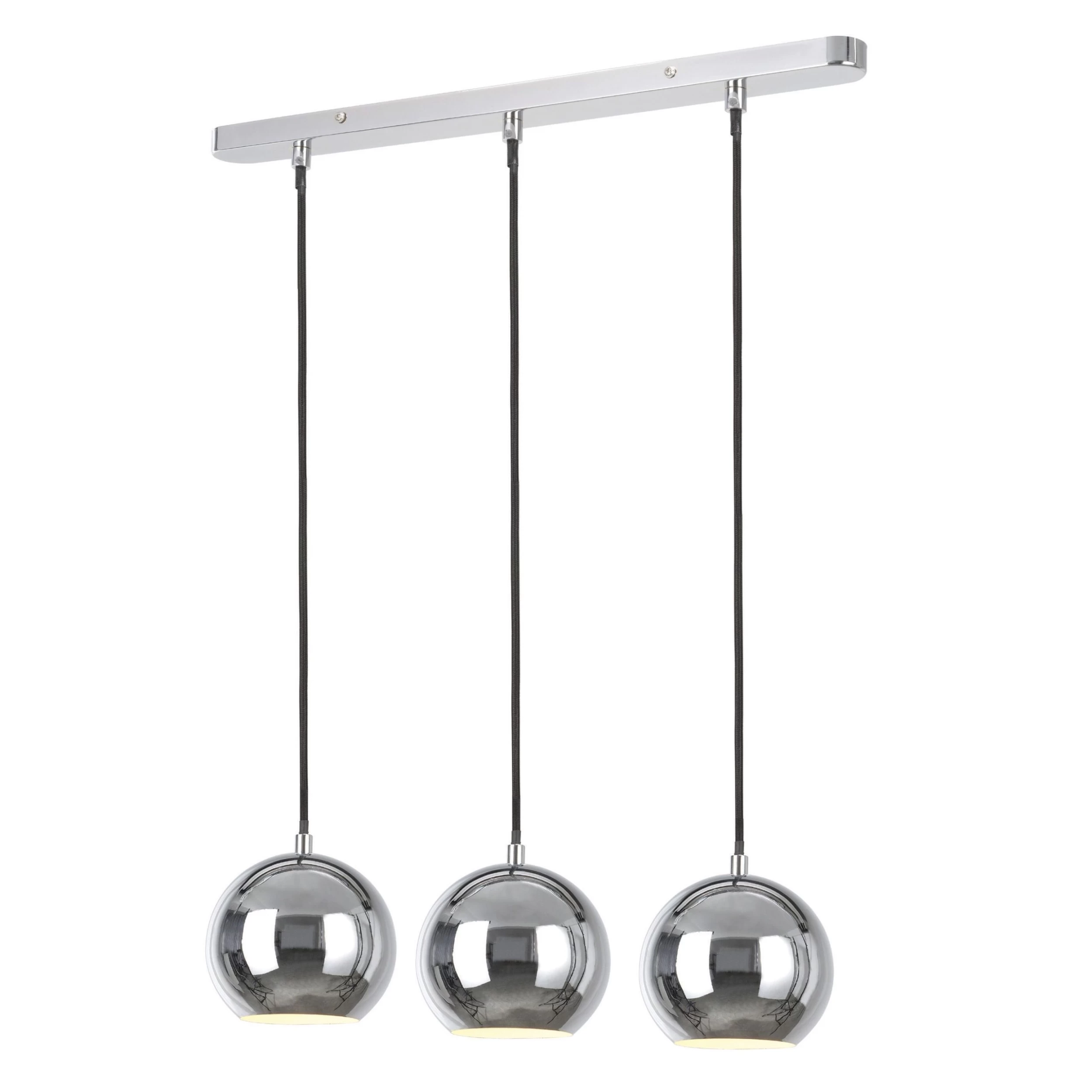 Roccheta Chrome Effect 3 Lamp Pendant Ceiling Light, (Dia)140mm 3 Roccheta Chrome Effect 3 Lamp Pendant Ceiling Light, (Dia)140mm