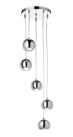 Roccheta Chrome Effect 5 Lamp Pendant Ceiling Light, (Dia)370mm
