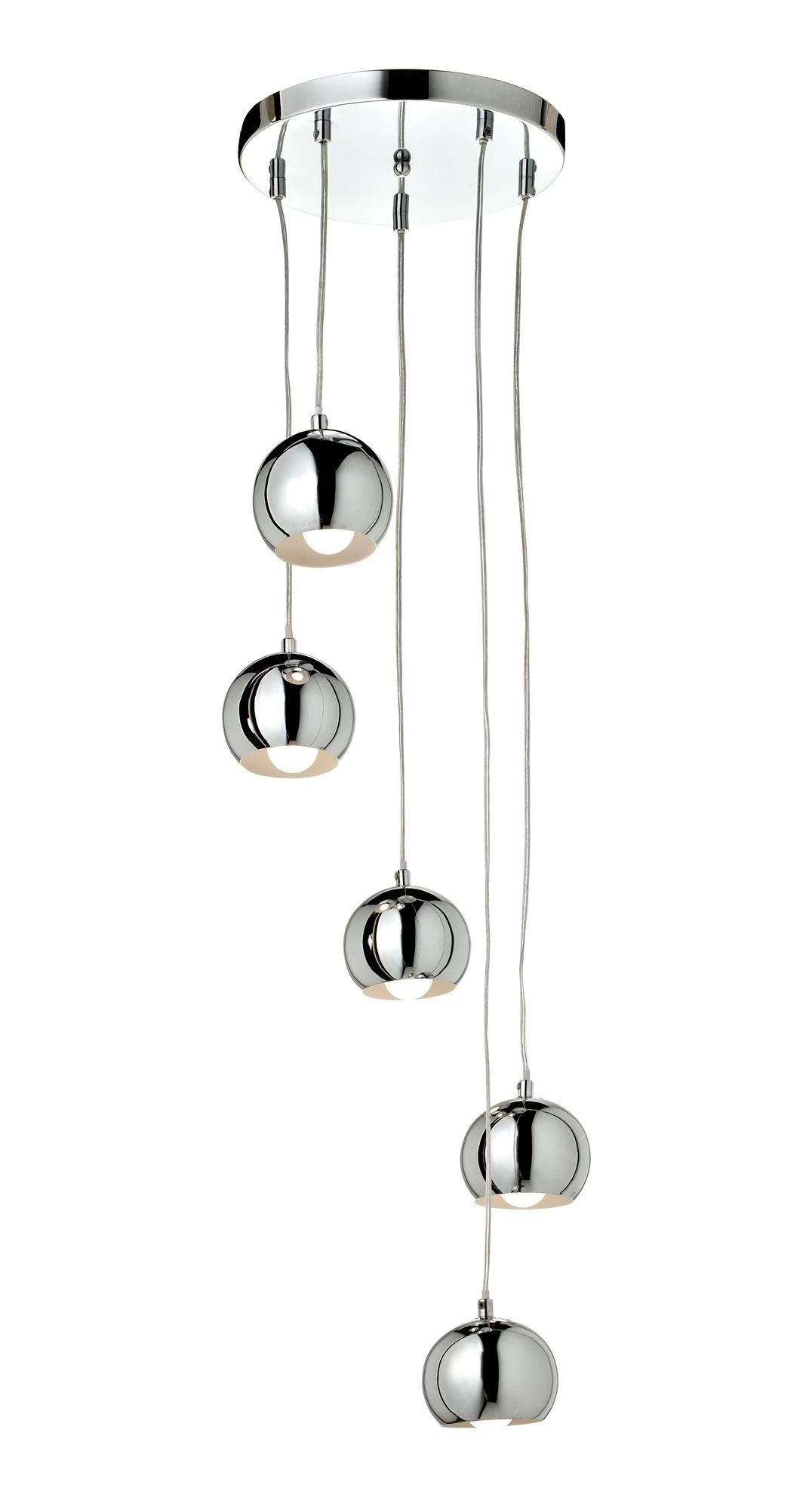 Roccheta Chrome Effect 5 Lamp Pendant Ceiling Light, (Dia)370mm 3 Roccheta Chrome Effect 5 Lamp Pendant Ceiling Light, (Dia)370mm