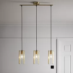 Saiphi Gold Effect 3 Lamp Pendant Ceiling Light, (Dia)690mm