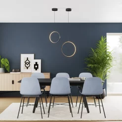 Samana Round Matt Black Pendant Ceiling Light, (Dia)380mm