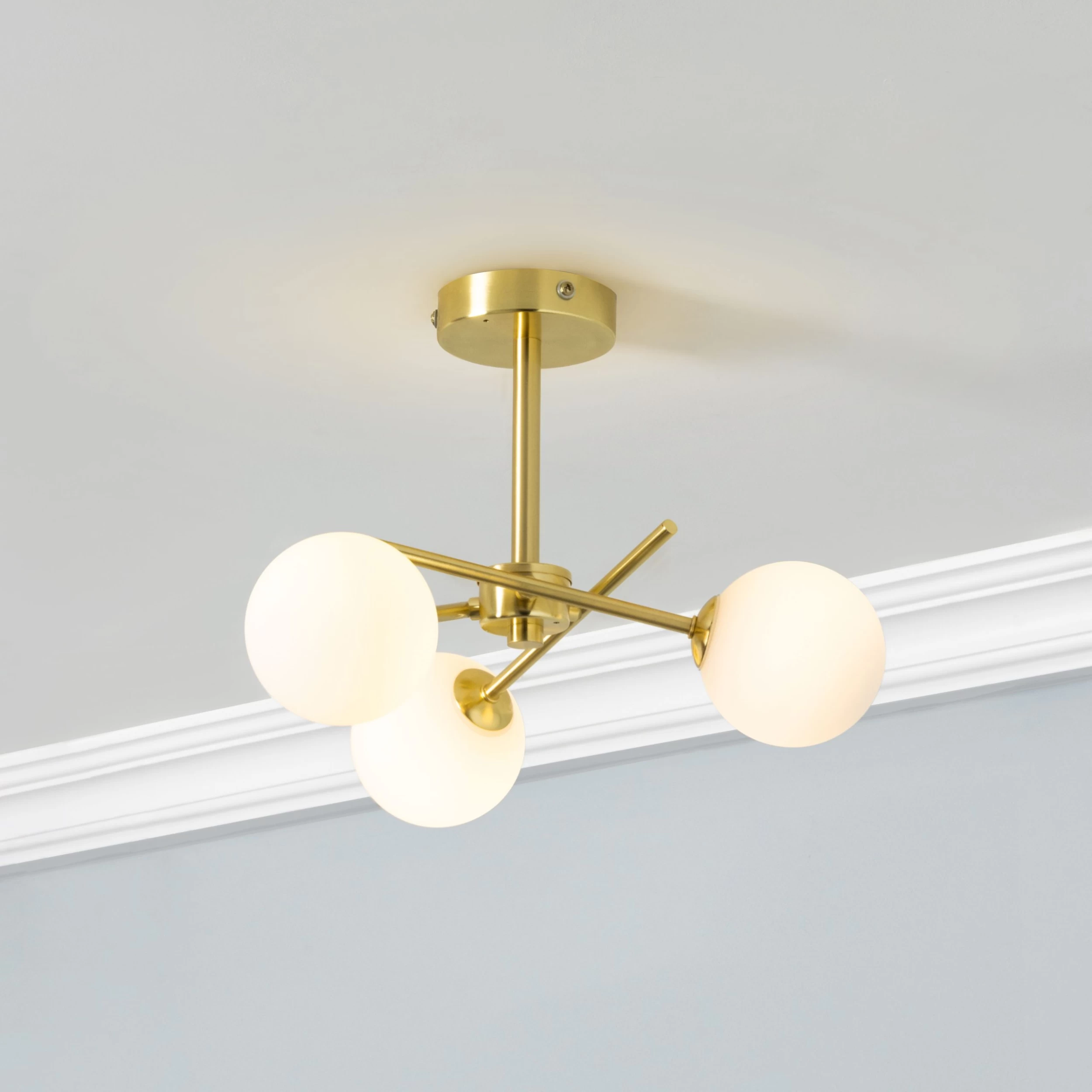 Spa AVALON Brushed Satin Glass & Metal Satin Brass Effect Bathroom Ceiling Light 3 Spa AVALON Brushed Satin Glass & Metal Satin Brass Effect Bathroom Ceiling Light