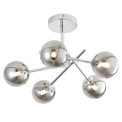 Spa Avalon Steel Chrome Effect 5 Lamp LED Bathroom Ceiling Light