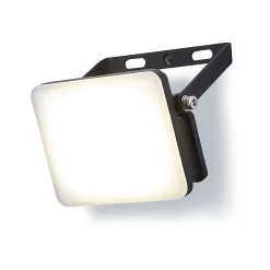Stanley Black / Frosted Opal Mains-powered Cool Daylight LED Without Sensor Slimline Floodlight 900lm