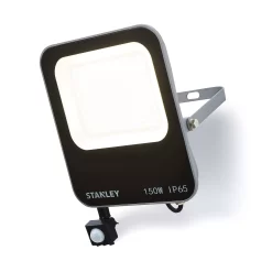 Stanley IK10 Black Mains-powered Cool Daylight LED PIR Slimline Floodlight 16500lm