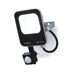 Stanley IK10 Black Mains-powered Cool Daylight LED PIR Slimline Floodlight 2200lm