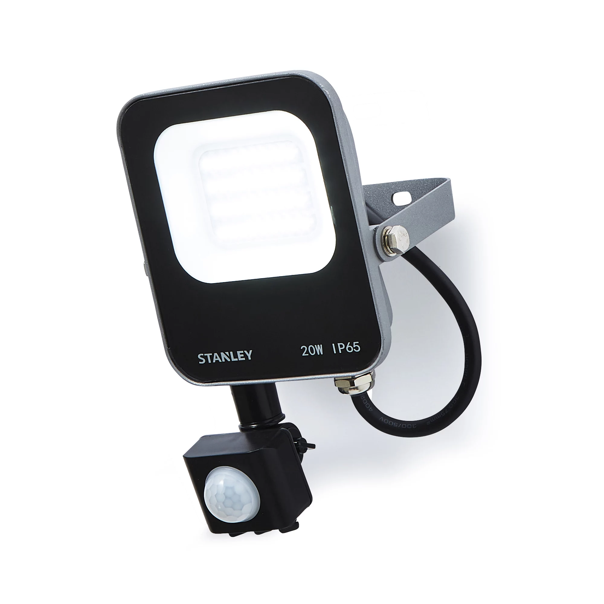 Stanley IK10 Black Mains-powered Cool Daylight LED PIR Slimline Floodlight 2200lm 3 Stanley IK10 Black Mains-powered Cool Daylight LED PIR Slimline Floodlight 2200lm