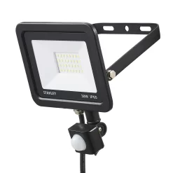 Stanley SXLS343614KBE Black Mains-powered Cool White Outdoor LED PIR Floodlight 2400lm