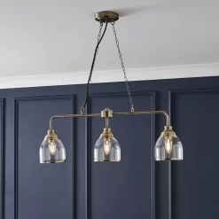 The Lighting Edit Catio Satin Antique Brass Antique Brass Effect 3 Lamp Pendant Ceiling Light, (Dia)730mm