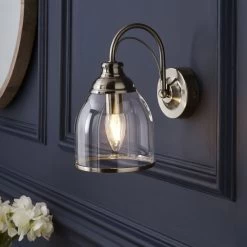 The Lighting Edit Catio Satin Antique Brass Effect Wired Wall Light
