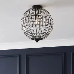 The Lighting Edit Gryphia Crystal Matt Glass & Metal Bronze Effect Ceiling Light