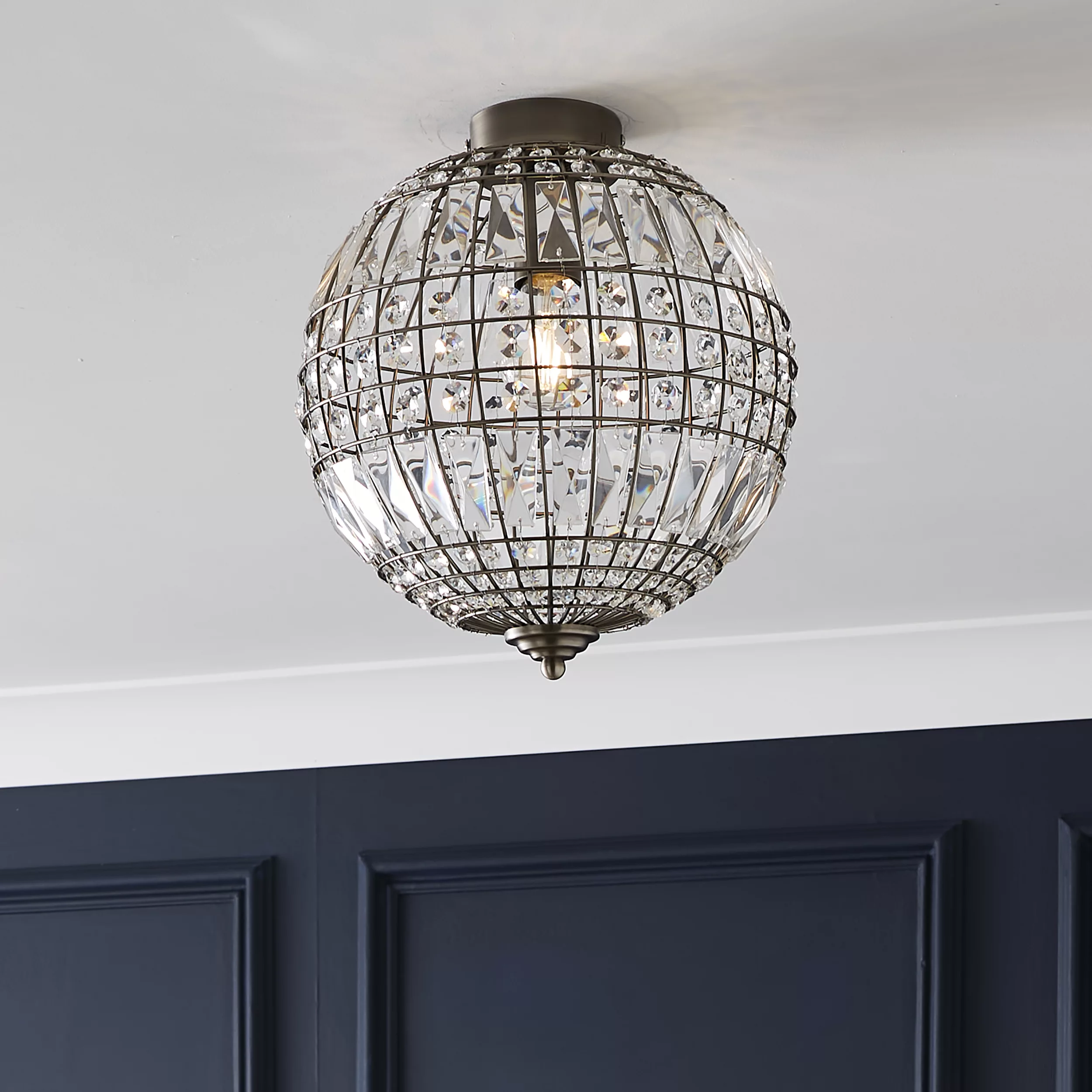 The Lighting Edit Gryphia Crystal Matt Glass & Metal Pewter Effect Ceiling Light 3 The Lighting Edit Gryphia Crystal Matt Glass & Metal Pewter Effect Ceiling Light