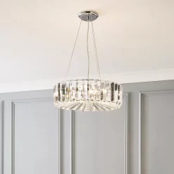 The Lighting Edit Hersh Crystal Rod Chrome Effect 3 Lamp Pendant Ceiling Light, (Dia)405mm