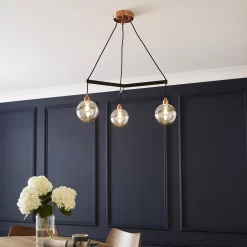 The Lighting Edit Hymn Matt Black Copper Effect 3 Lamp Pendant Ceiling Light, (Dia)600mm