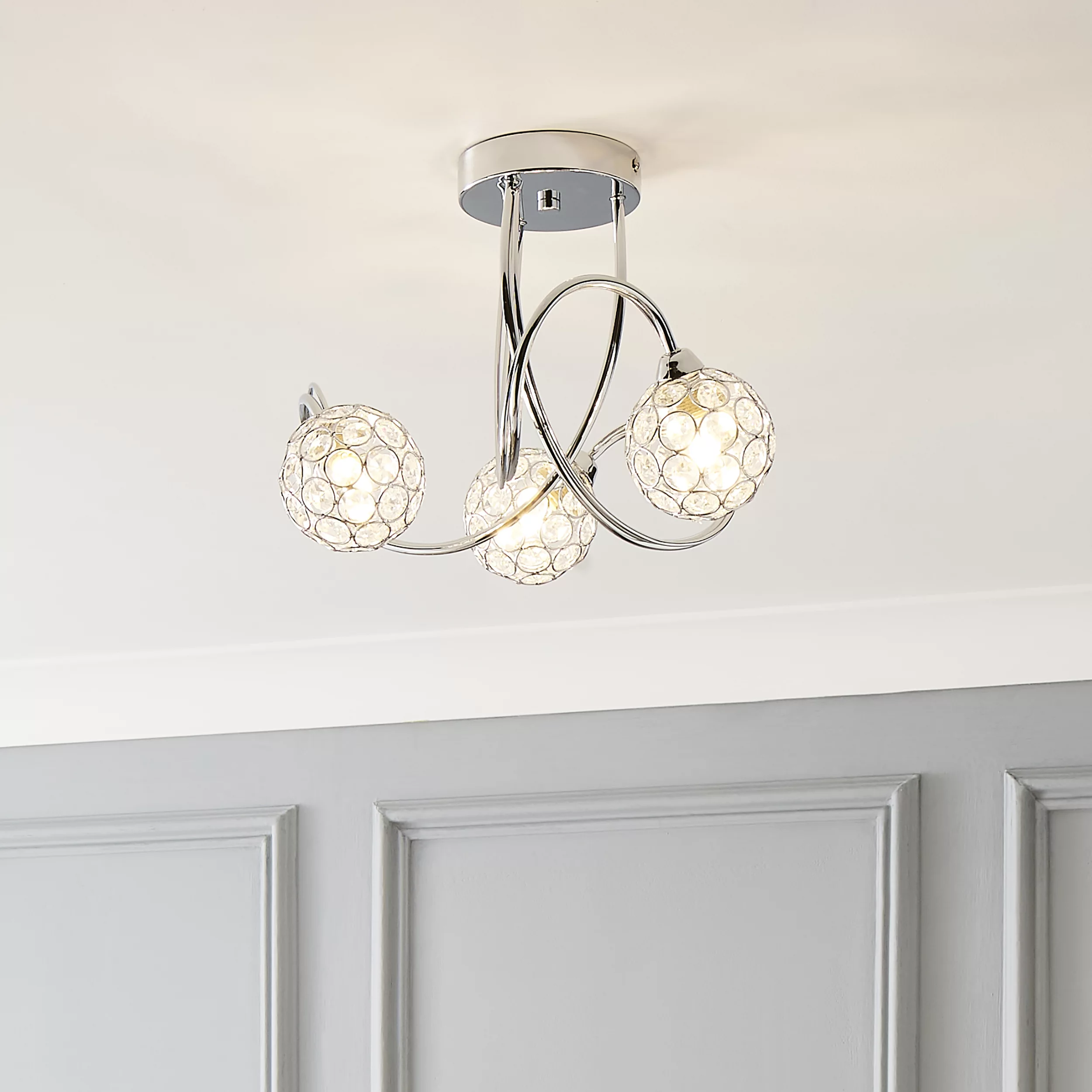 The Lighting Edit Ida Crystal Chrome Effect 3 Lamp Medium Ceiling Light 3 The Lighting Edit Ida Crystal Chrome Effect 3 Lamp Medium Ceiling Light