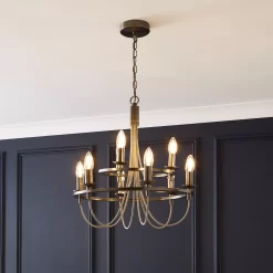 The Lighting Edit Massalia Matt Pewter Effect 9 Lamp Pendant Ceiling Light, (Dia)500mm