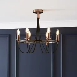 The Lighting Edit Massalia Satin Copper Effect 6 Lamp Pendant Ceiling Light, (Dia)500mm