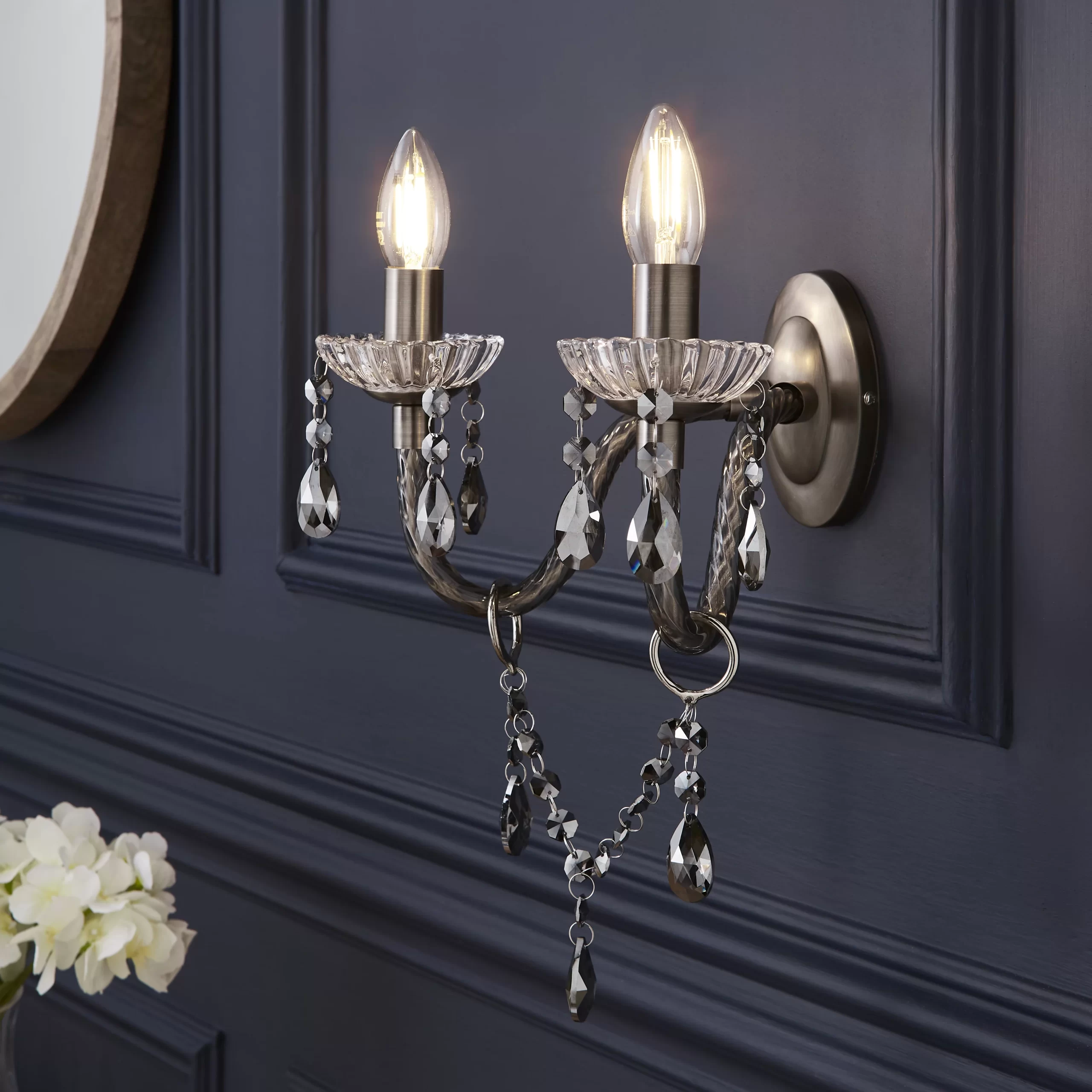 The Lighting Edit Mia Matt Pewter Effect Wired Wall Light 3 The Lighting Edit Mia Matt Pewter Effect Wired Wall Light