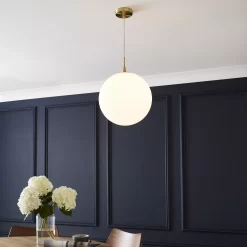 The Lighting Edit Opal Ball Gloss Brass Effect Pendant Ceiling Light, (Dia)300mm