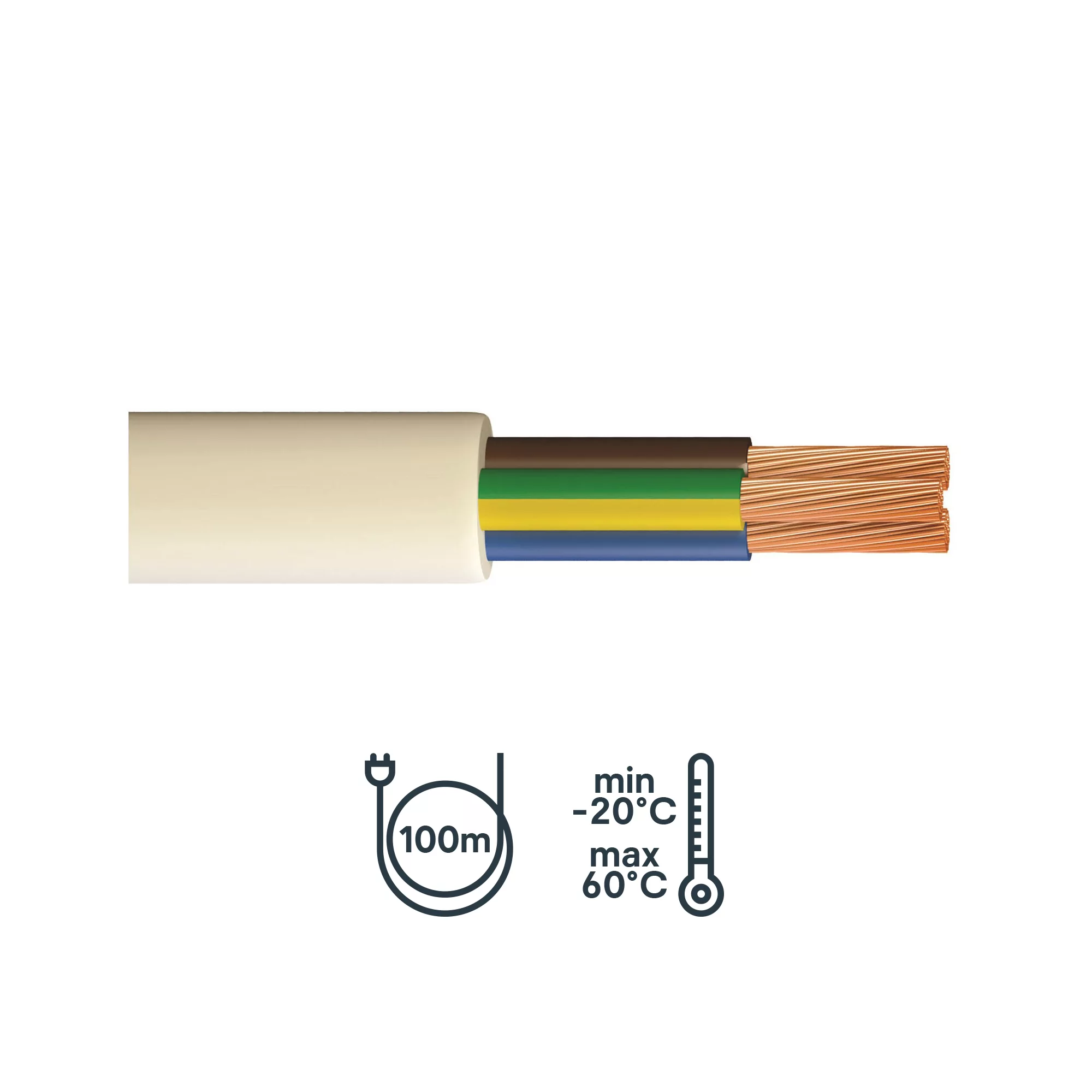 Time 3183B White 3-core Cable 1.5mm² X 100m 4 Time 3183B White 3-core Cable 1.5mm² X 100m - Image 2