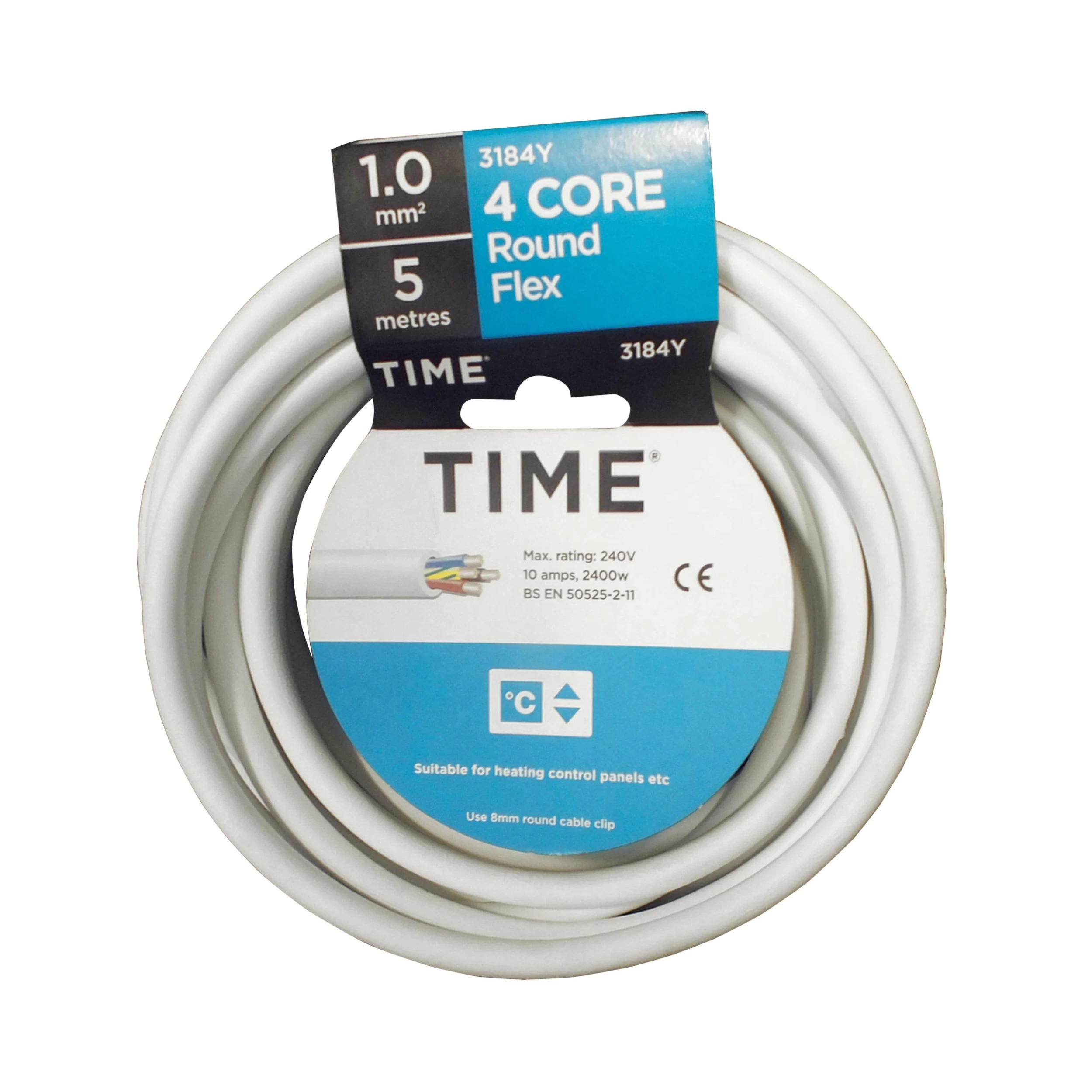 Time 3184Y White Cable 1mm² X 5m 3 Time 3184Y White Cable 1mm² X 5m