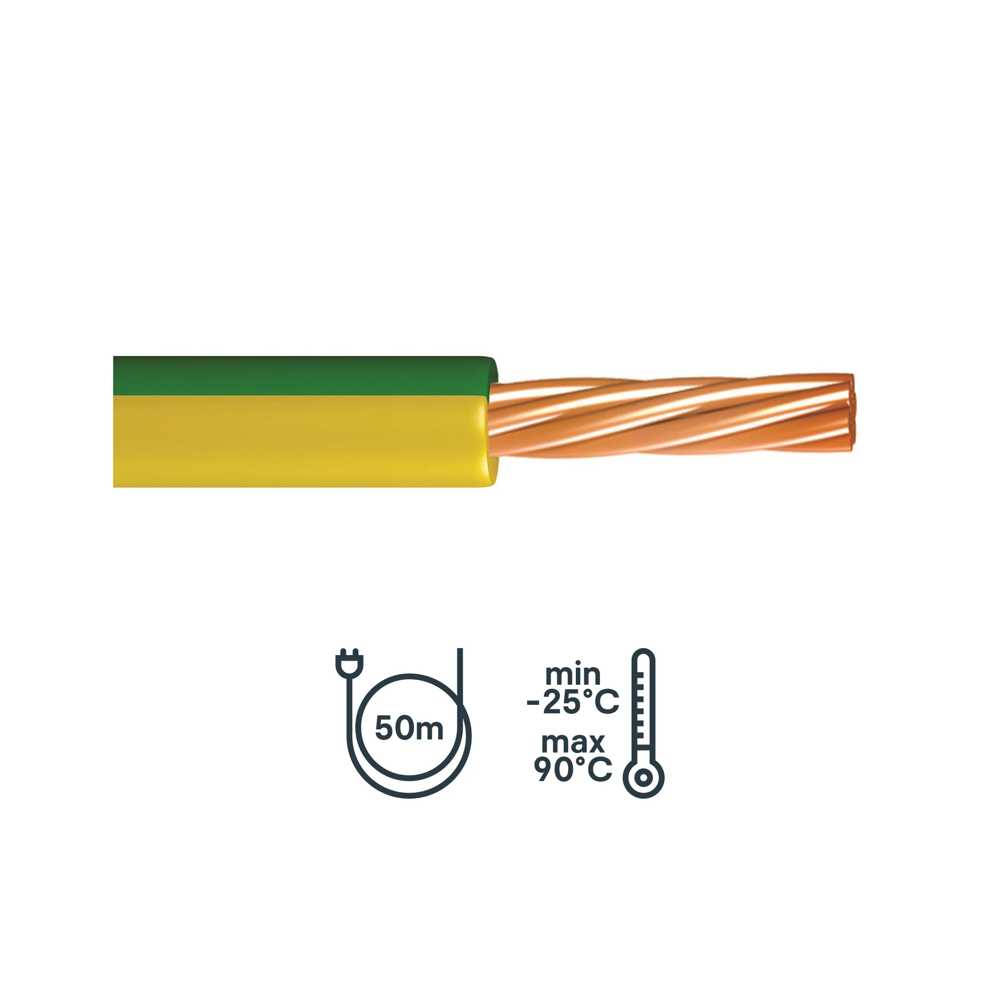 Time 6491B 10mm² Green & Yellow Single Core Conduit Cable, 50m 4 Time 6491B 10mm² Green & Yellow Single Core Conduit Cable, 50m - Image 2