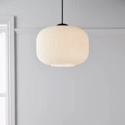 Walgis White Chrome Effect Pendant Ceiling Light, (Dia)300mm