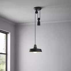 Yarra Matt Black Pendant Ceiling Light, (Dia)300mm