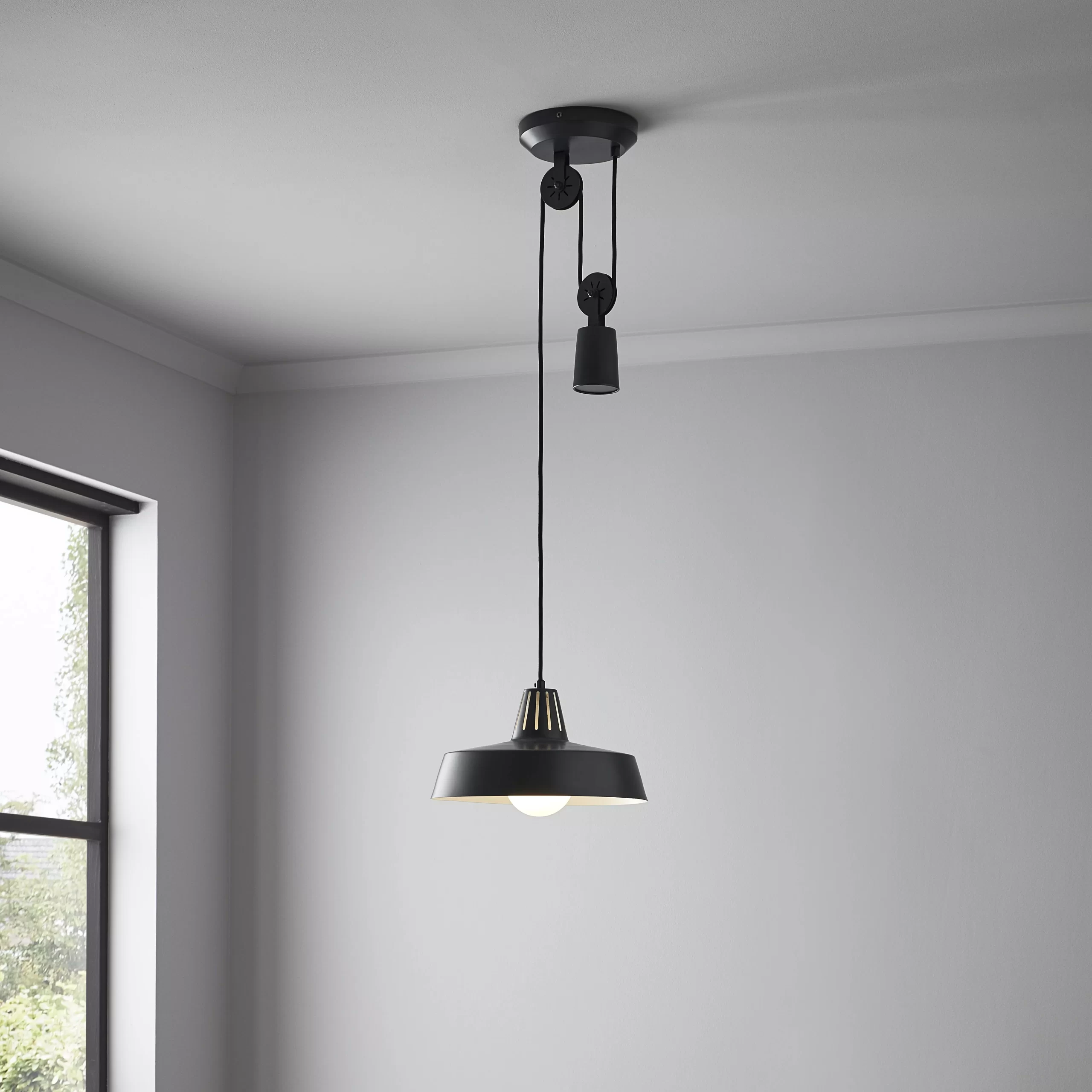 Yarra Matt Black Pendant Ceiling Light, (Dia)300mm 3 Yarra Matt Black Pendant Ceiling Light, (Dia)300mm