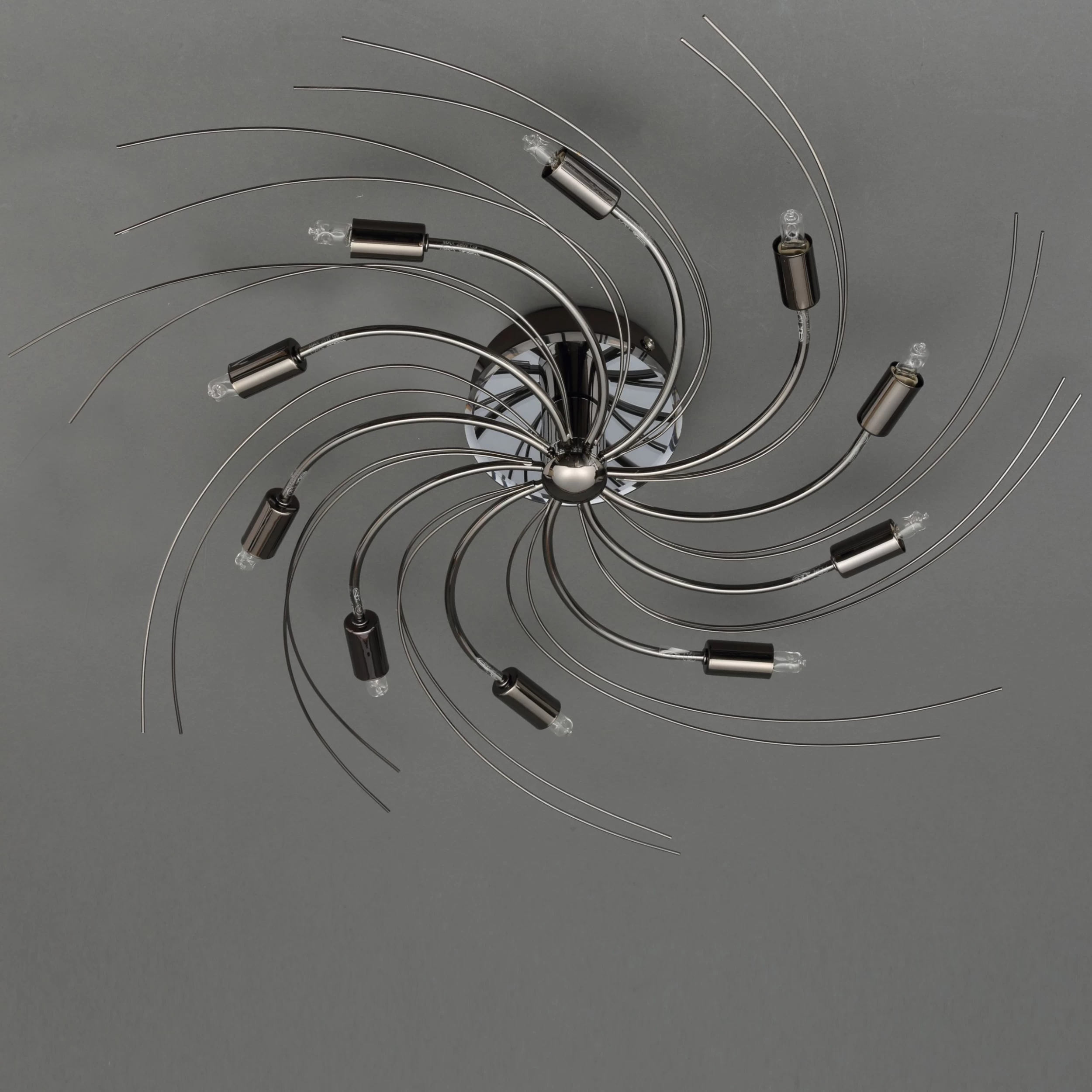 Yarrow Spiral Black Chrome Effect 10 Lamp Ceiling Light 4 Yarrow Spiral Black Chrome Effect 10 Lamp Ceiling Light - Image 2