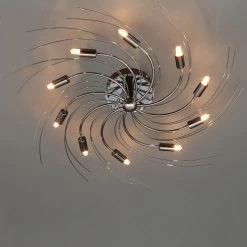 Yarrow Spiral Black Chrome Effect 10 Lamp Ceiling Light