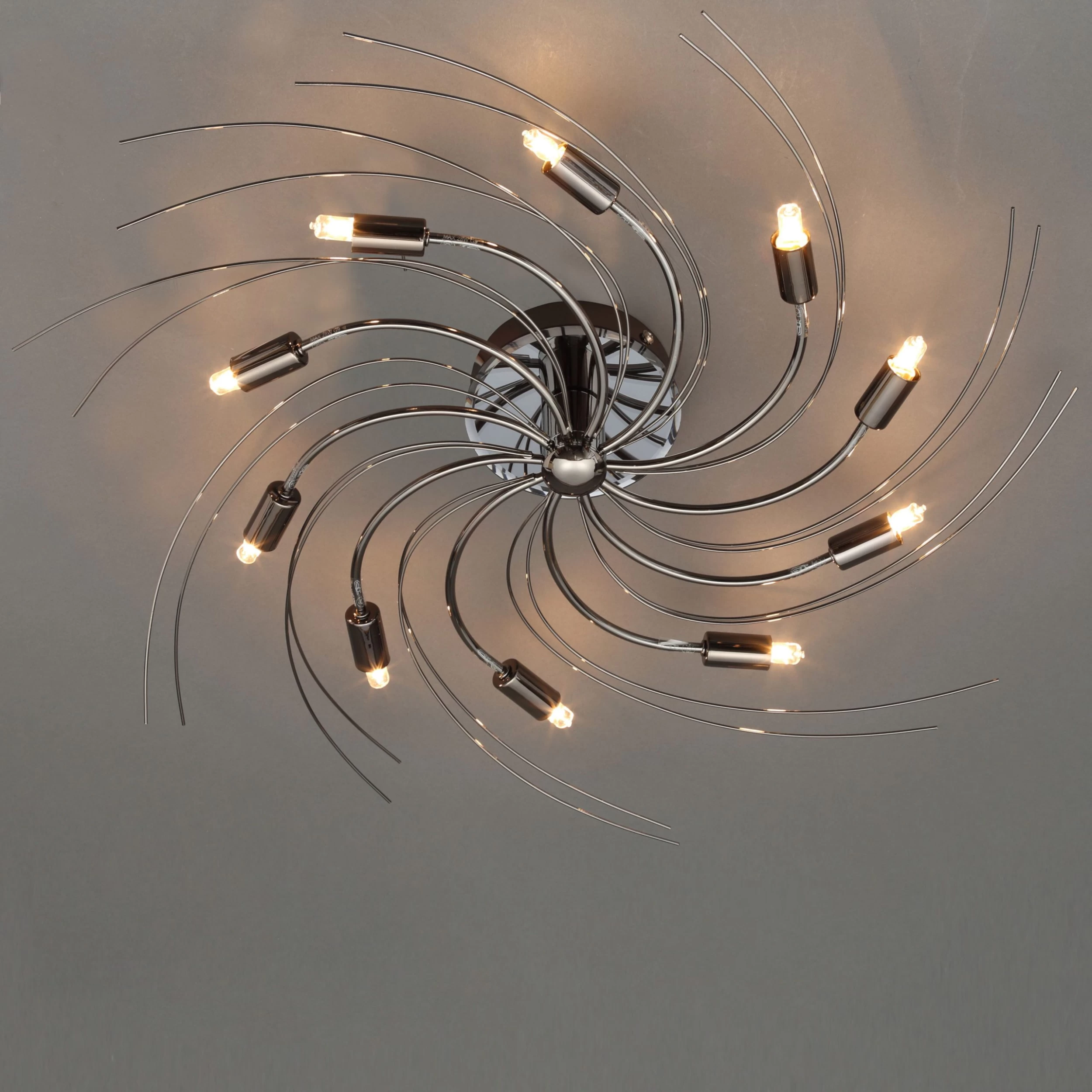 Yarrow Spiral Black Chrome Effect 10 Lamp Ceiling Light 3 Yarrow Spiral Black Chrome Effect 10 Lamp Ceiling Light