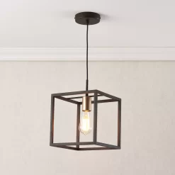 York Box Matt Bronze Effect Pendant Ceiling Light