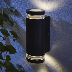Zinc Ballini Fixed Matt Black Mains-powered LED Outdoor ON/OFF Wall Light (Dia)9cm