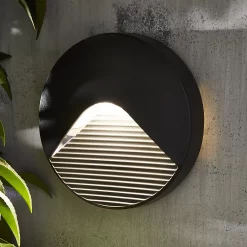 Zinc Crafter Fixed Matt Anthracite Charcoal Effect Mains-powered Integrated LED Outdoor ON/OFF Wall Light 180lm (Dia)13cm