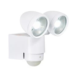 Zinc Oust BQ-37493-WHT White Mains-powered Cool White Outdoor LED PIR Double Floodlight 480lm