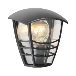 Zinc Perdy Fixed Matt Black Mains-powered LED Outdoor Curved Wall Lantern (Dia)17.9cm