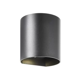 Zinc Pico Fixed Matt Black Mains-powered LED Outdoor Curved Wall Light 620lm (Dia)11cm