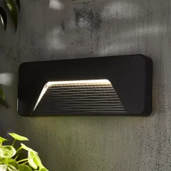 Zinc Soryx Fixed Matt Anthracite Charcoal Effect Mains-powered Integrated LED Outdoor ON/OFF Wall Light 280lm (Dia)21cm