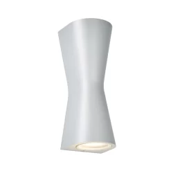 Zinc Vanir Fixed Matt Silver Effect Mains-powered LED Outdoor Cone Wall Light (Dia)8cm